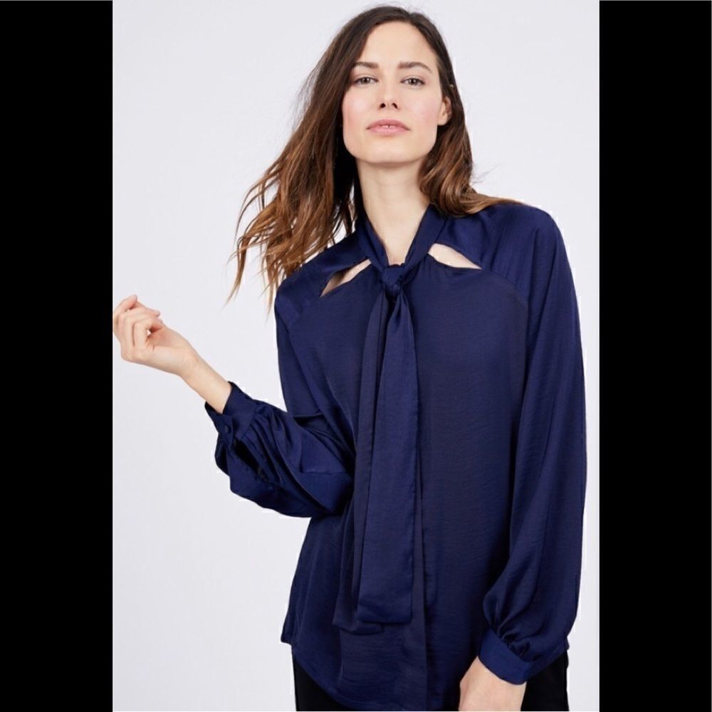 Midnight blue silky blouse. NWOT